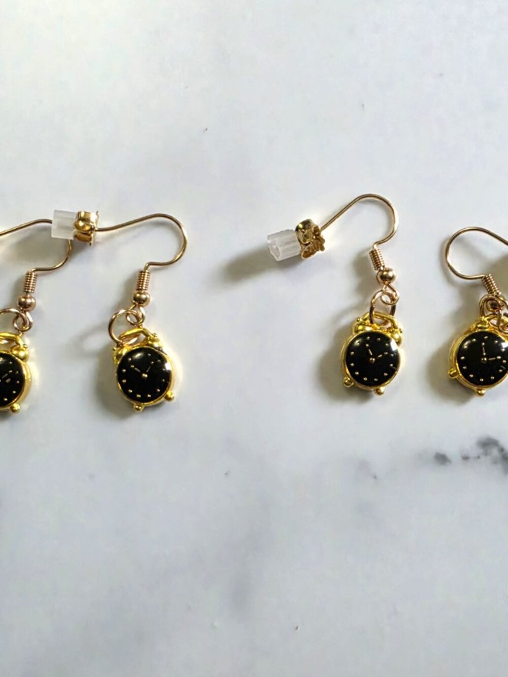 Gold and Black Clock Earrings